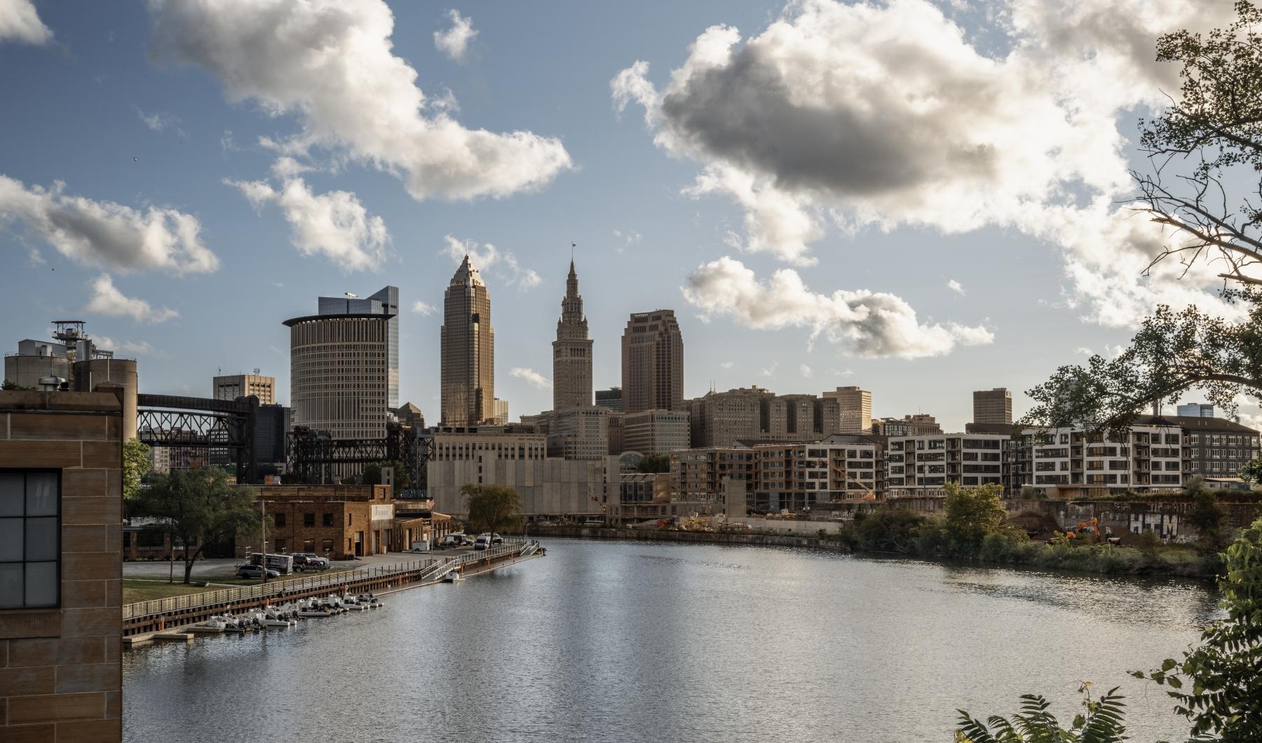 a body of water with buildings around it